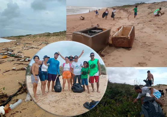 Parque Estadual de Itaúnas em Conceição da Barra realiza mutirão de limpeza na praia