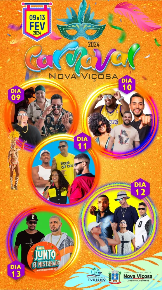 Prefeitura de Nova Viçosa  na Bahia divulga sua programação de Carnaval 2024