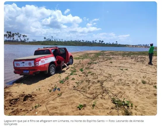 Homem tenta salvar filho que se afogava e os dois morrem em lagoa