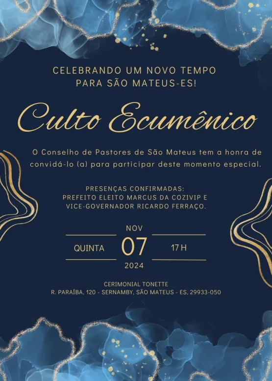 Prefeito eleito de São Mateus e governador em exercício participam de Culto Ecumênico de união e gratidão