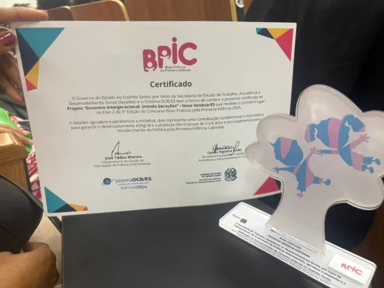 Nova Venécia conquista 1º lugar em prêmio estadual da Primeira Infância