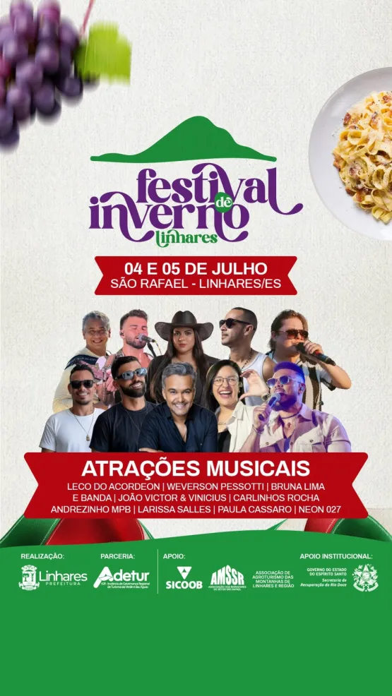 Festival de Inverno de Linhares divulga programação musical
