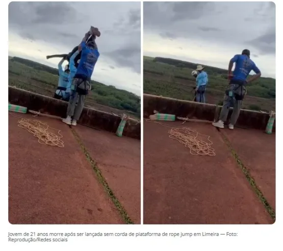 Organizadora de evento é indiciada por homicídio após morte de jovem em rope jump
