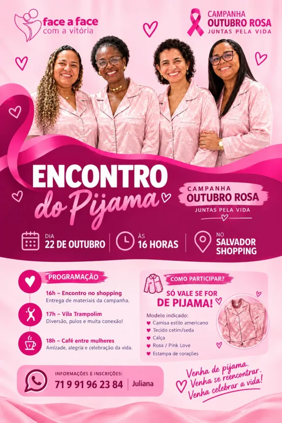 Campanha Ligadas Por Fios promove Encontro do Pijama em apoio à luta contra o câncer de mama