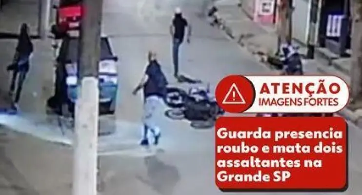 Guarda presencia roubo de celular e mata dois assaltantes; imagens são fortes
