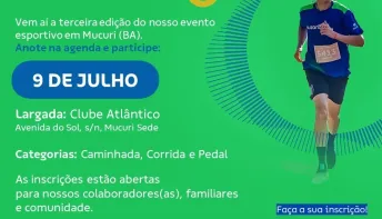 3ª Corrida, Caminhada e Pedal Suzano Faz Bem será realizada no dia 9 de julho em Mucuri (BA)