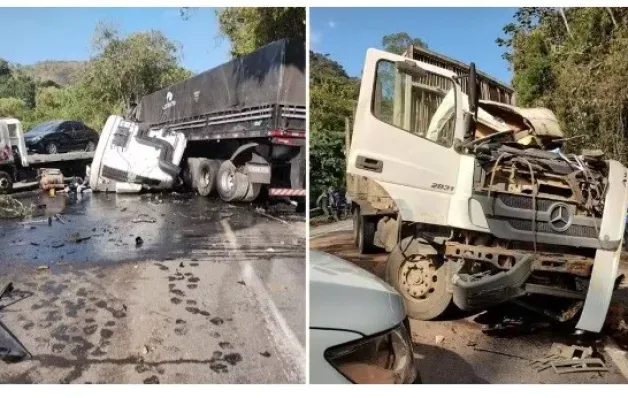  Acidente com 4 carretas deixa um morto e dois feridos e interdita a BR-262 em Domingos Martins