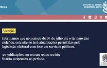 Calendário eleitoral impõe restrições à comunicação institucional do Governo do Espírito Santo