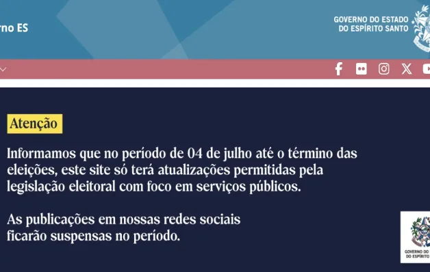 Calendário eleitoral impõe restrições à comunicação institucional do Governo do Espírito Santo