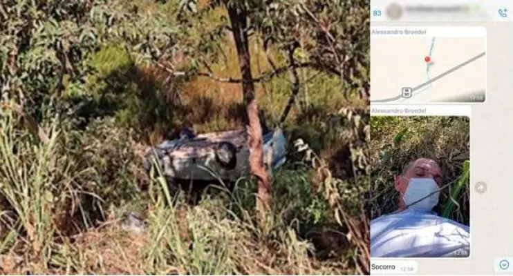 Carro do prefeito Alessandro de Sooretama capota no km 195 da BR 101, em Aracruz