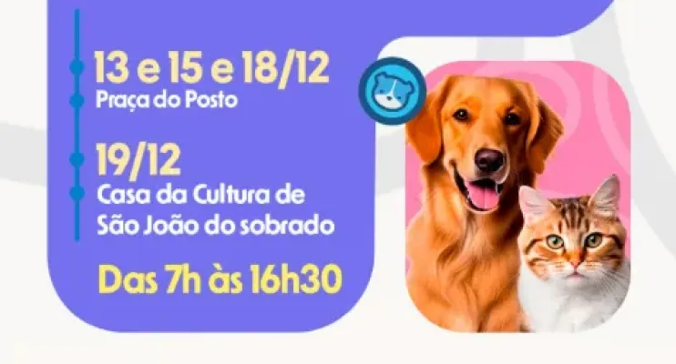 Castração gratuita de pets começa neste sábado em Pinheiros