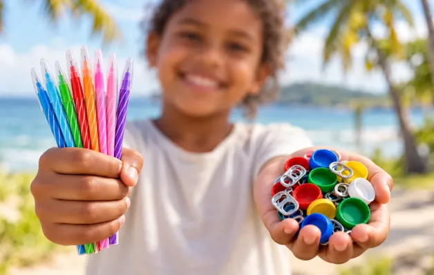 Com a troca de tampinhas por canetas escola de Vera Cruz promove imersão prática de alunos na economia circular