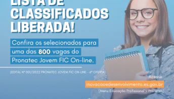 Confira os selecionados para 800 vagas em cursos on-line do Pronatec