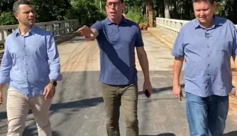Deputado Marcelo Santos visita obras de ponte sobre o Rio Formate e agora vai trabalhar pela liberação do tráfego no local