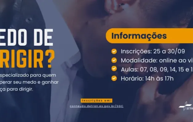 Detran ES abre inscrições para nova turma do curso ‘Sem medo de Dirigir’