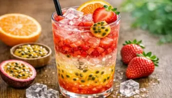 Drink de morango com maracujá sem álcool