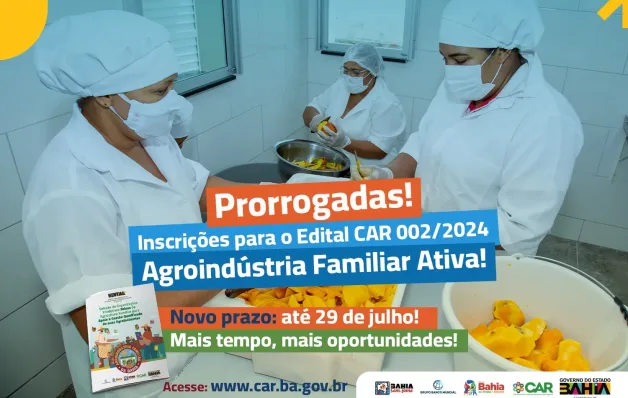 Edital de Apoio a Agroindústrias Familiares vai até 29 de Julho