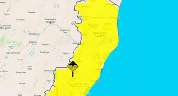 ES recebe alerta de perigo potencial para tempestade