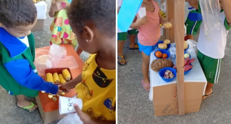 Feira escolar reúne crianças em atividade sobre alimentação saudável na Serra