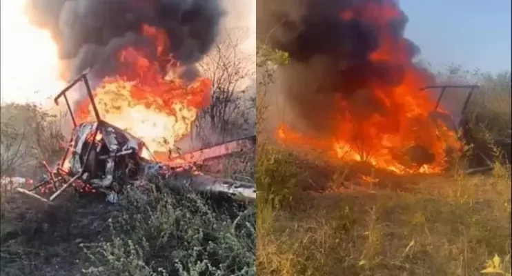 Helicóptero cai, pega fogo e deixa dois mortos em Caruaru