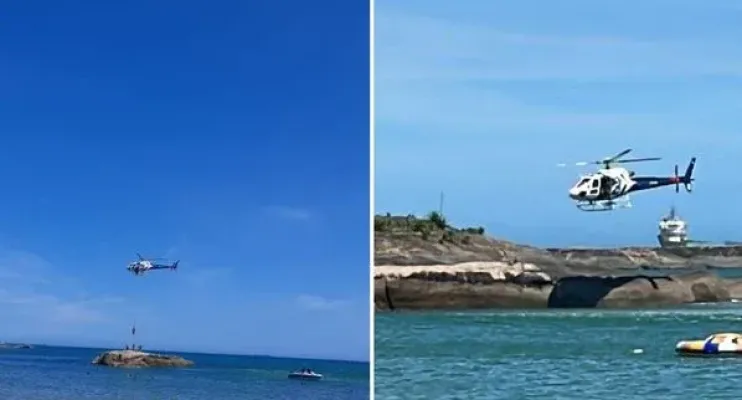 Homem é resgatado por helicóptero em praia de Vila Velha