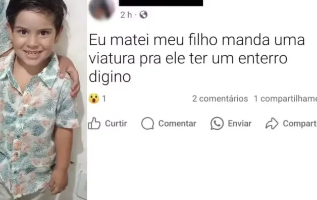 Mãe mata filho autista e faz post nas redes sociais: "manda uma viatura"