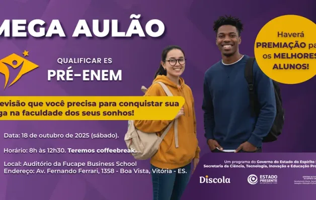 Mega Aulão Qualificar Pré-Enem: preparação gratuita e presencial para reta final do Enem