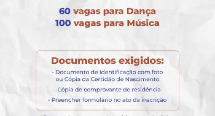Fafi anuncia vagas remanescentes para áreas de Dança e Música