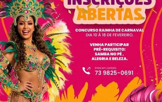 Nova Viçosa abre inscrições para o Concurso Rainha do Carnaval 2025