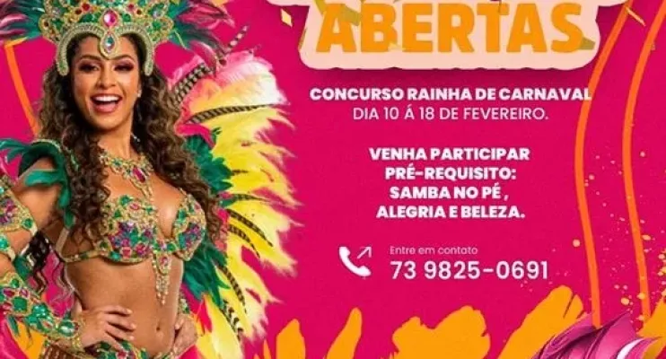 Nova Viçosa abre inscrições para o Concurso Rainha do Carnaval 2025