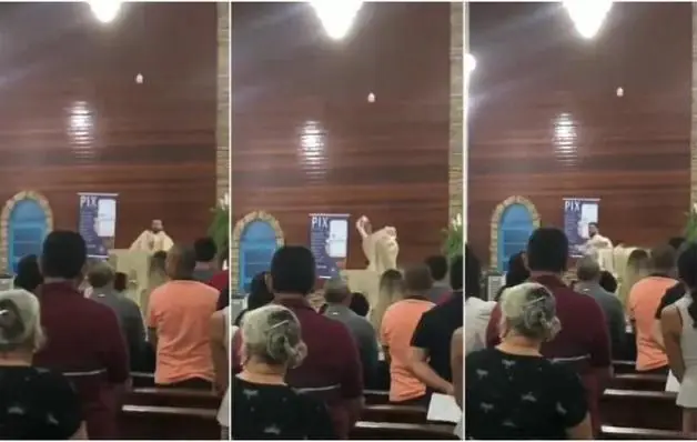 Padre tira a batina e abandona missa após discussão política em igreja de Nerópolis