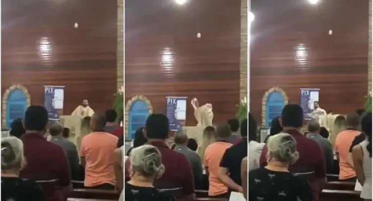 Padre tira a batina e abandona missa após discussão política em igreja de Nerópolis