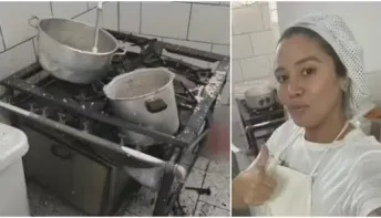 Panela de pressão explode e fere 2 merendeiros em Cordovil; mulher teve a mandíbula dilacerada