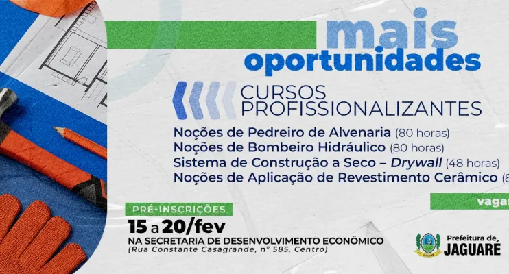 Parceria entre Prefeitura e Senai traz cursos para Jaguaré