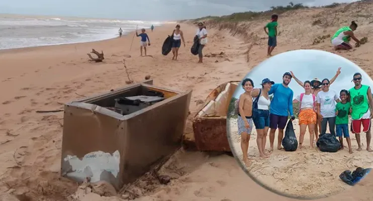 Parque Estadual de Itaúnas em Conceição da Barra realiza mutirão de limpeza na praia
