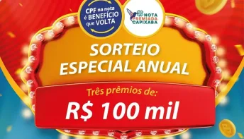 Quinta-feira (25) tem sorteio especial com prêmios de R$ 100 mil no Nota Premiada Capixaba