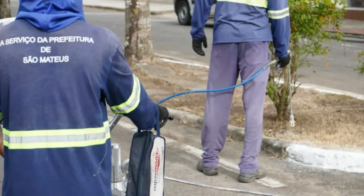 São Mateus e São Gabriel da Palha firmam parceria para modernizar pintura de meio-fio