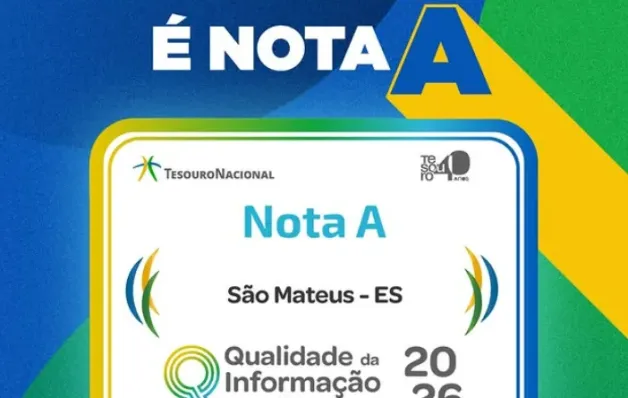 São Mateus recebe Nota A do Tesouro Nacional em avaliação do Siconfi 2026