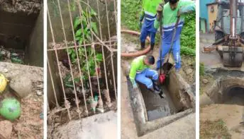 Secretaria de Serviços retira bolas de futebol e garrafas de bebidas de redes de drenagem em Flexal I e II