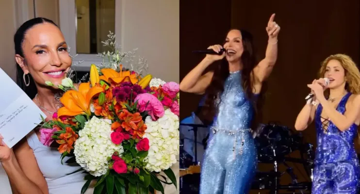 Shakira envia flores e bilhete para Ivete após participação em show em Copacabana: 'Muito amor' 