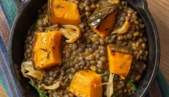 Sopa de lentilha e abóbora