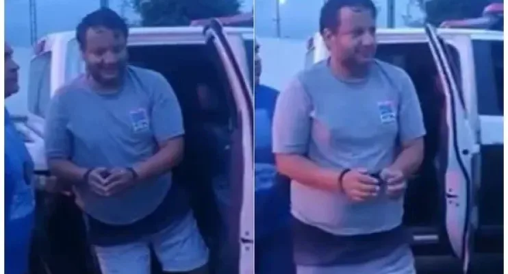 Suspeito de matar filha asfixiada sorri enquanto é preso em rodoviária