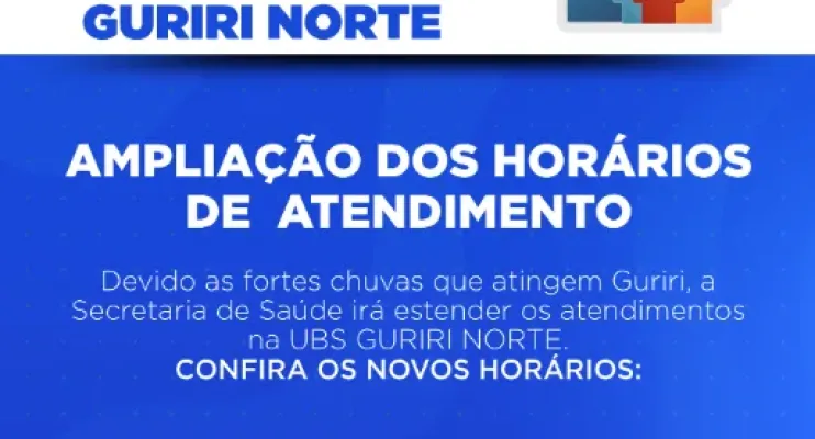  UBS Guriri Norte amplia horário de atendimento em decorrência das chuvas
