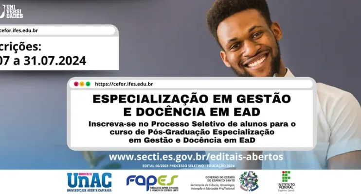 Universidade Aberta Capixaba (UnAC) lança pós-graduação em educação a distância