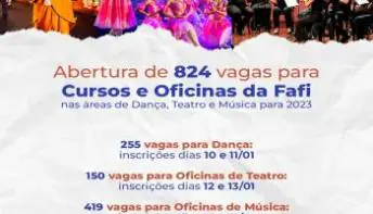 Vitória da Cultura! Fafi anuncia 824 vagas em Teatro, Dança e Música para 2023